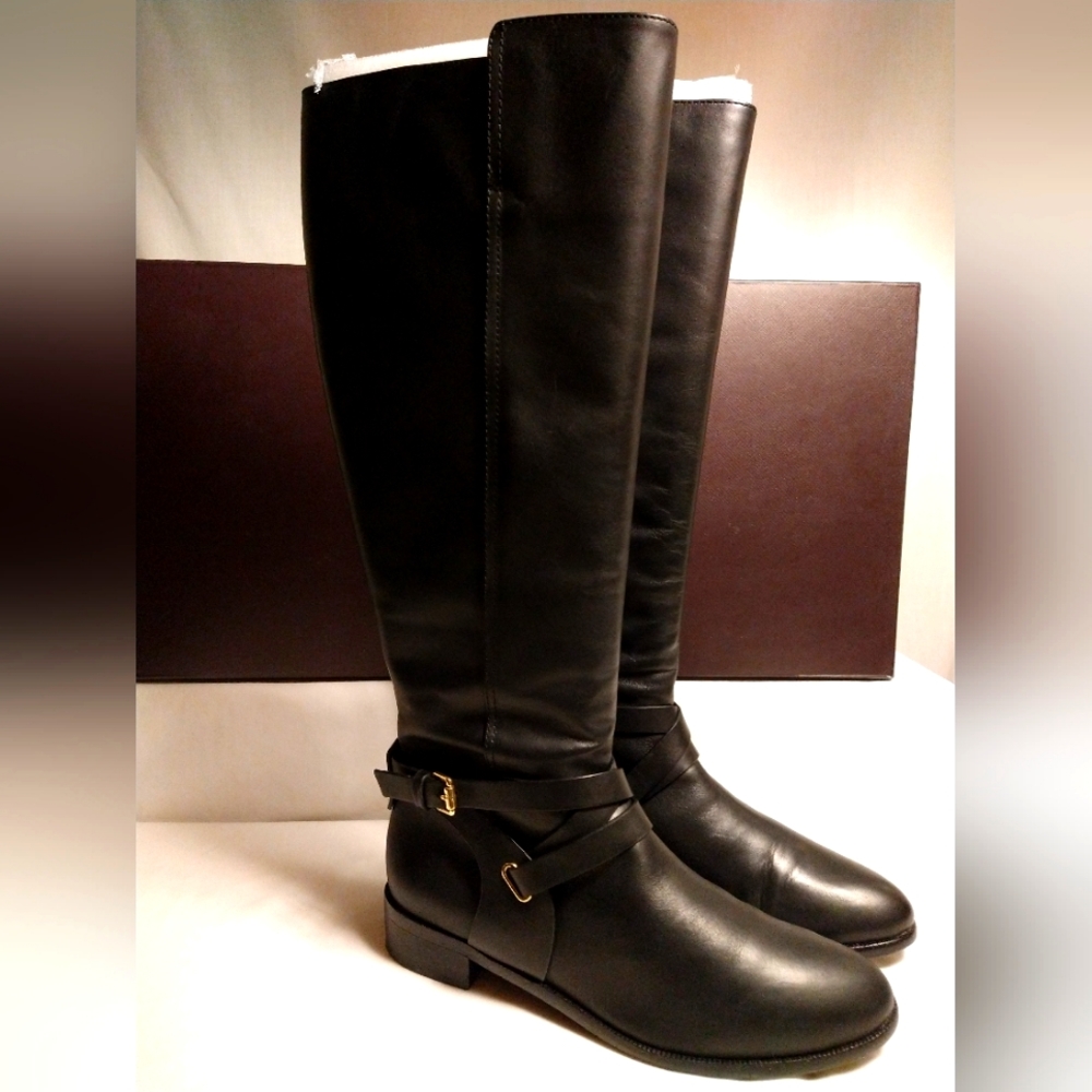 VINCE CAMUTO SIGNATURE IV-MADDEE NERO LEATHER  RIDING BOOTS 9 1/2 M USA